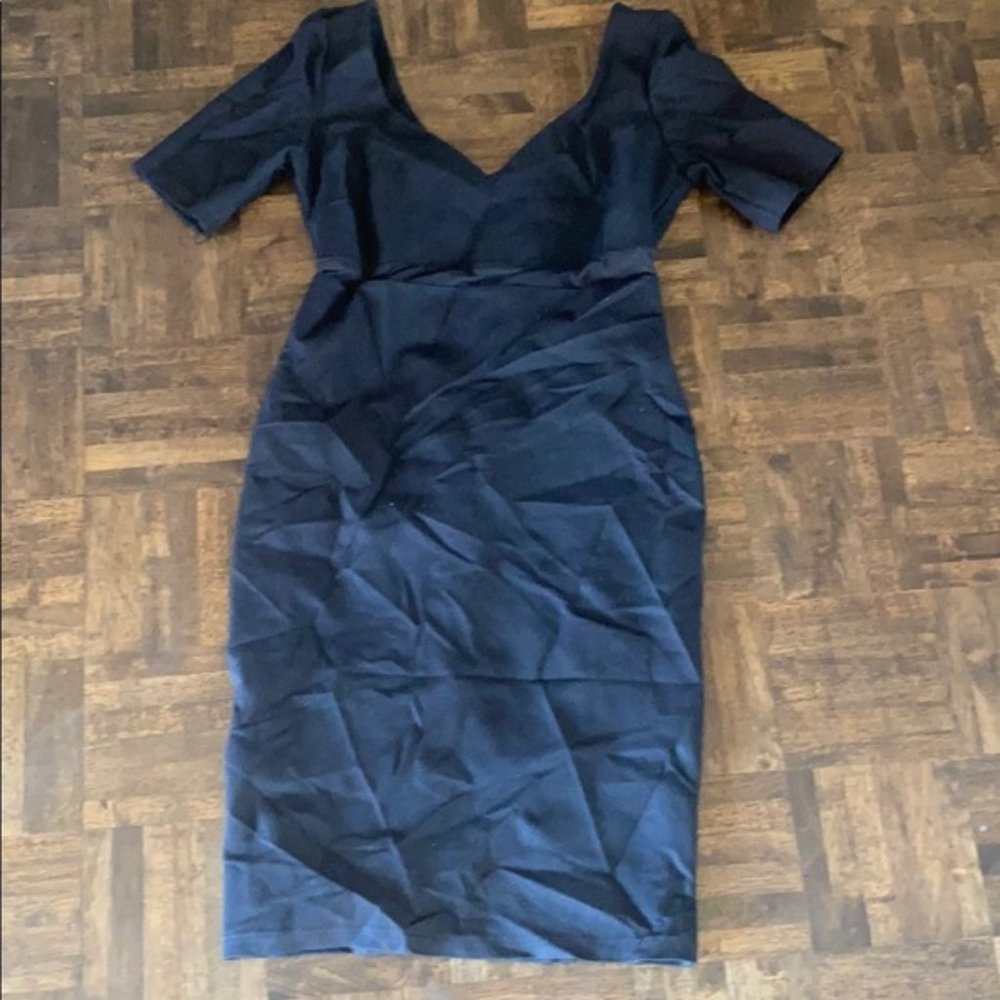 Olivaceous Black Bodycon Midi Dress
